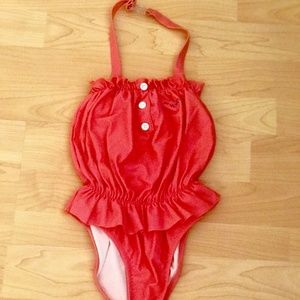 Roots Kids Girls Orange Swimsuit Sz 5T